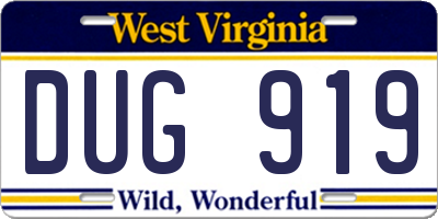 WV license plate DUG919