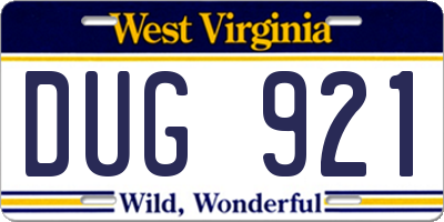 WV license plate DUG921