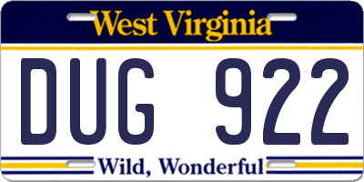 WV license plate DUG922