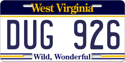 WV license plate DUG926