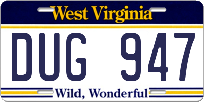 WV license plate DUG947