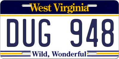 WV license plate DUG948
