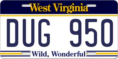 WV license plate DUG950