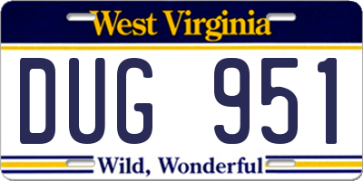 WV license plate DUG951