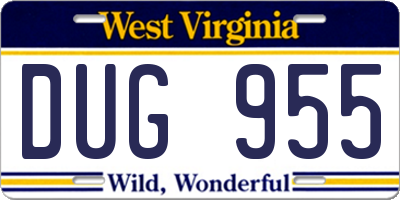 WV license plate DUG955
