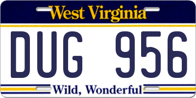 WV license plate DUG956