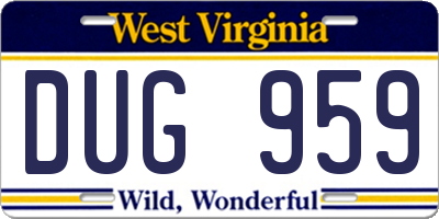 WV license plate DUG959