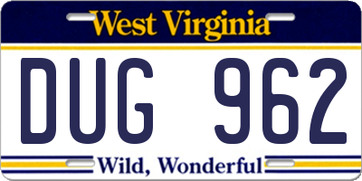 WV license plate DUG962