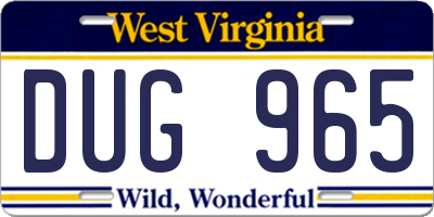 WV license plate DUG965