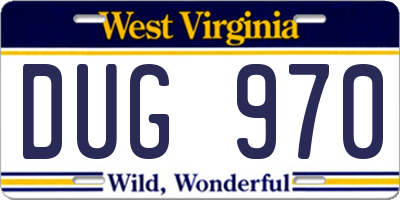WV license plate DUG970