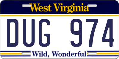 WV license plate DUG974