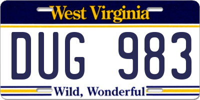 WV license plate DUG983