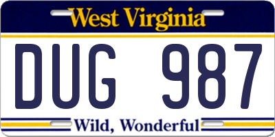 WV license plate DUG987