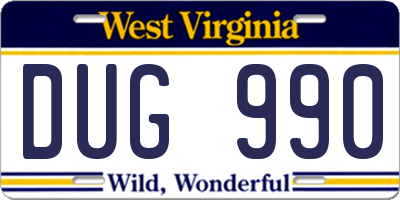 WV license plate DUG990