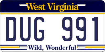 WV license plate DUG991