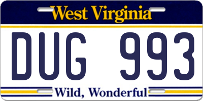 WV license plate DUG993