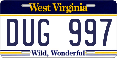WV license plate DUG997