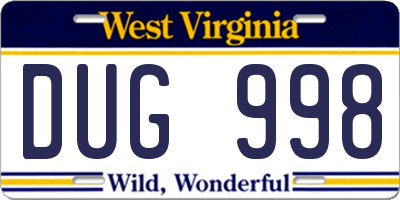 WV license plate DUG998