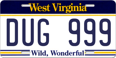 WV license plate DUG999