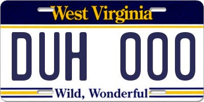 WV license plate DUH000