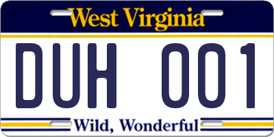 WV license plate DUH001