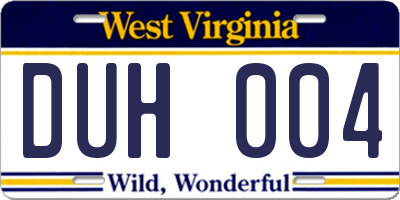 WV license plate DUH004