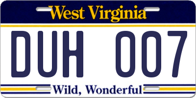 WV license plate DUH007