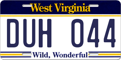 WV license plate DUH044