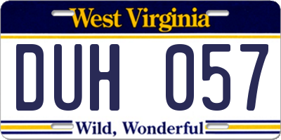 WV license plate DUH057