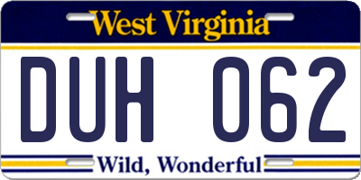 WV license plate DUH062