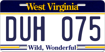 WV license plate DUH075