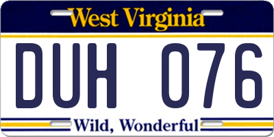 WV license plate DUH076