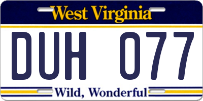WV license plate DUH077