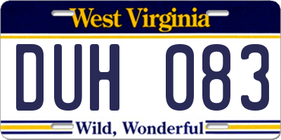 WV license plate DUH083