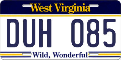 WV license plate DUH085