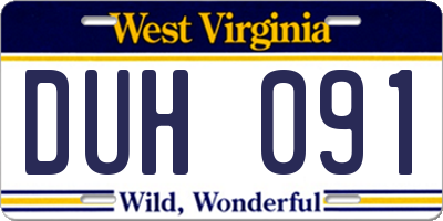 WV license plate DUH091