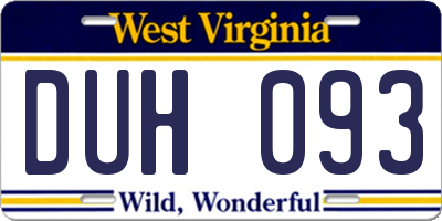 WV license plate DUH093