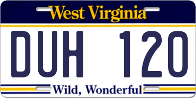 WV license plate DUH120