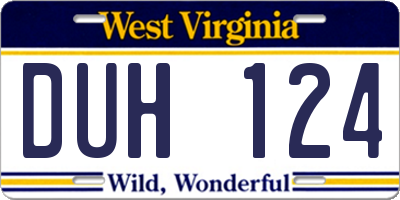 WV license plate DUH124