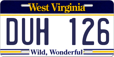 WV license plate DUH126