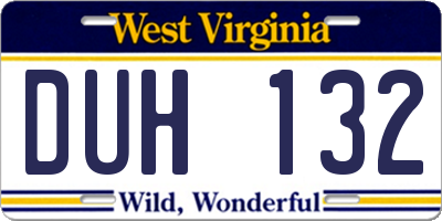 WV license plate DUH132
