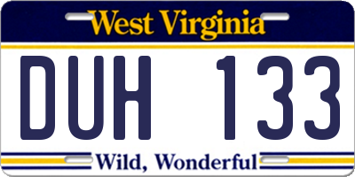 WV license plate DUH133