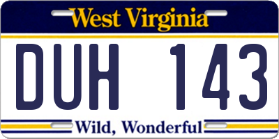 WV license plate DUH143