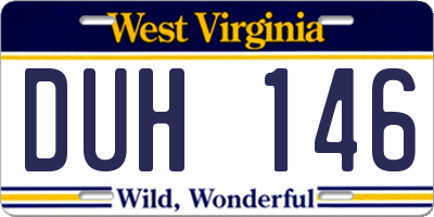 WV license plate DUH146