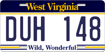 WV license plate DUH148