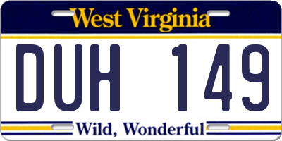 WV license plate DUH149
