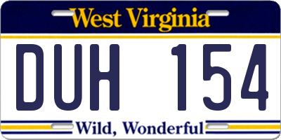 WV license plate DUH154