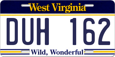 WV license plate DUH162