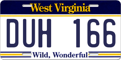 WV license plate DUH166
