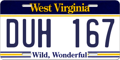 WV license plate DUH167